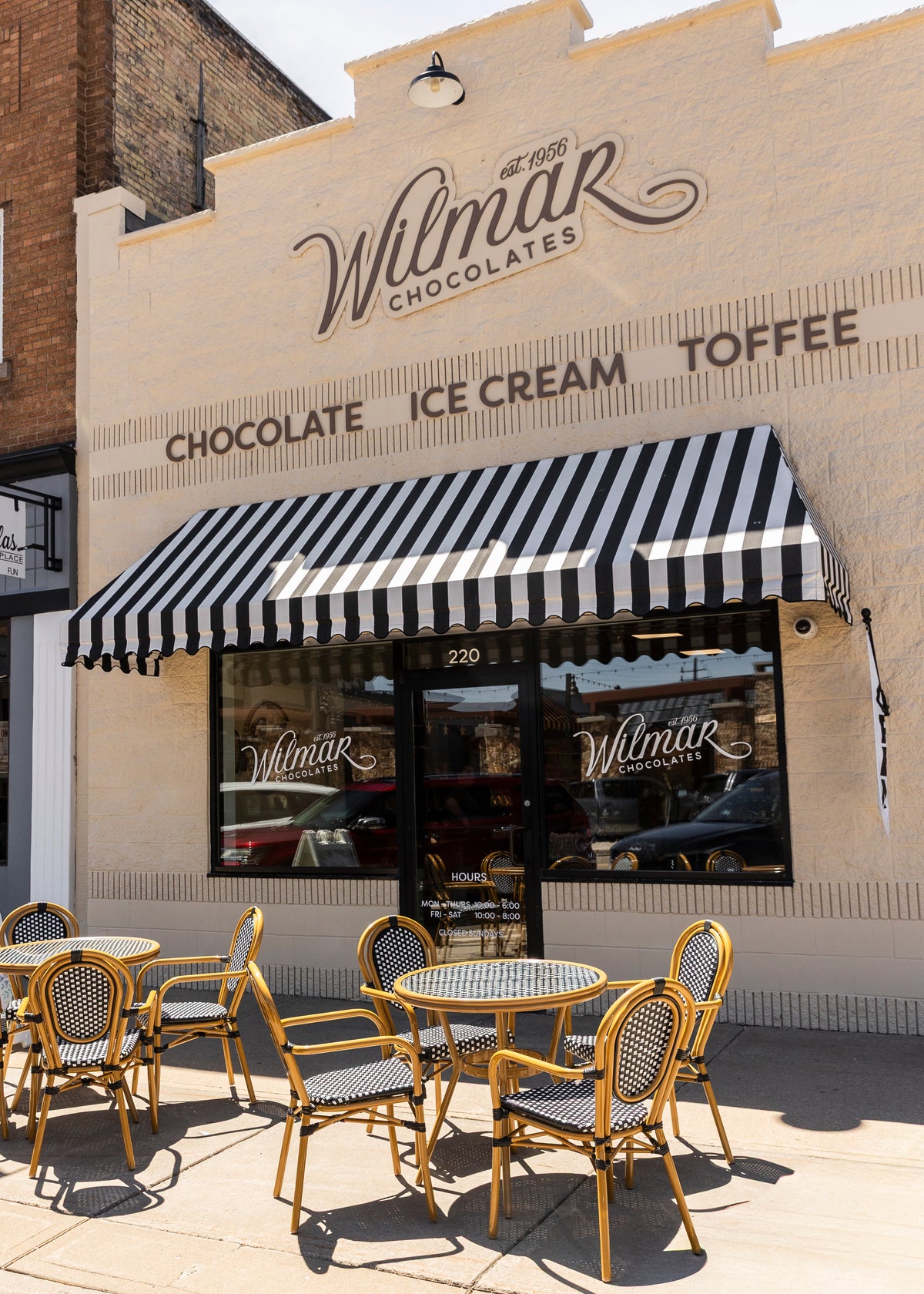 Wilmar Chocolates store front with outdoor seating area